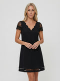 Sarah | Women's V Neck Cap Sleeve Mini Dress