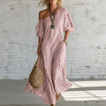 Savannah | Women’s Striped One Shoulder Boho Flowy Maxi Dress