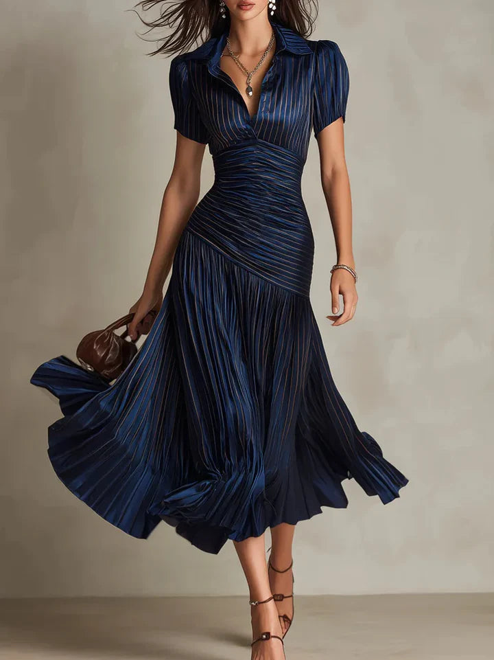 Sherri | Women's Pleated Short Sleeve Wedding Guest Dress