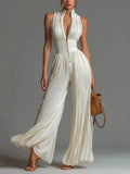 Sienna | Women’s Pleated Sleeveless Wide Leg Jumpsuit