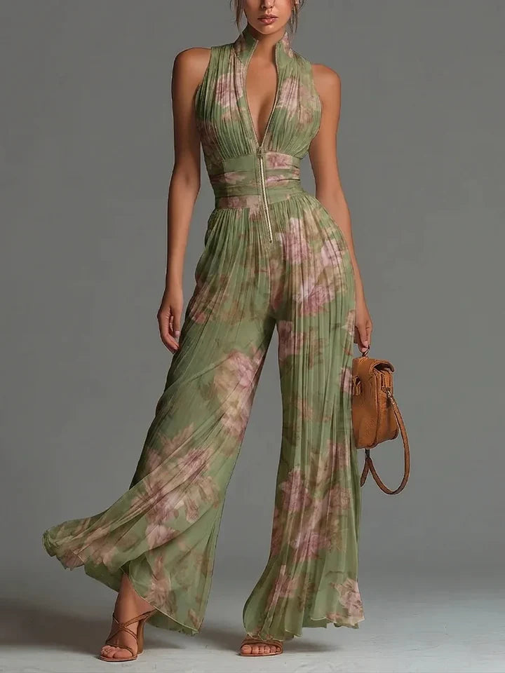 Sienna | Women’s Pleated Sleeveless Wide Leg Jumpsuit