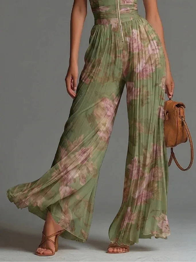 Sienna | Women’s Pleated Sleeveless Wide Leg Jumpsuit