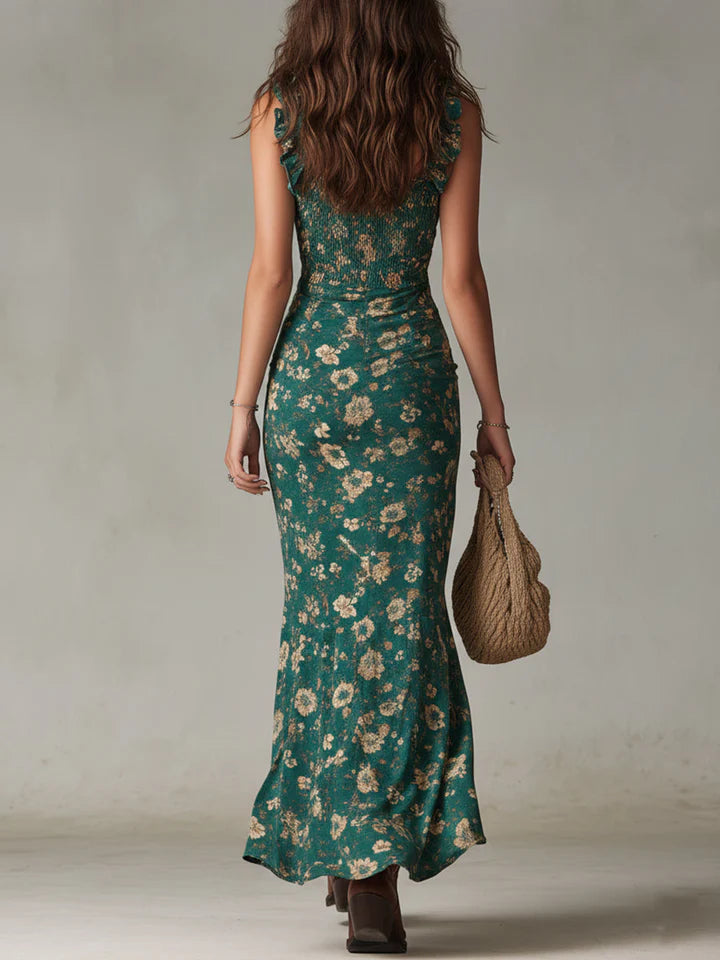 Simone | Women’s Floral Print High Slit Flowy Maxi Dress