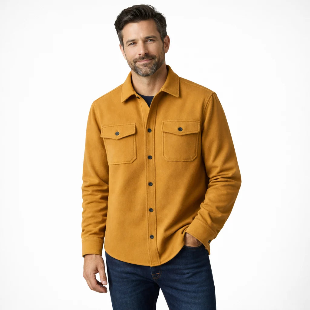Spencer | Men’s Long Sleeve Collared Button Front Pockets Shirt