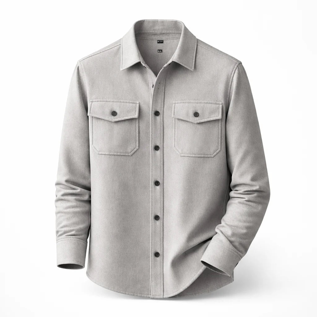 Spencer | Men’s Long Sleeve Collared Button Front Pockets Shirt