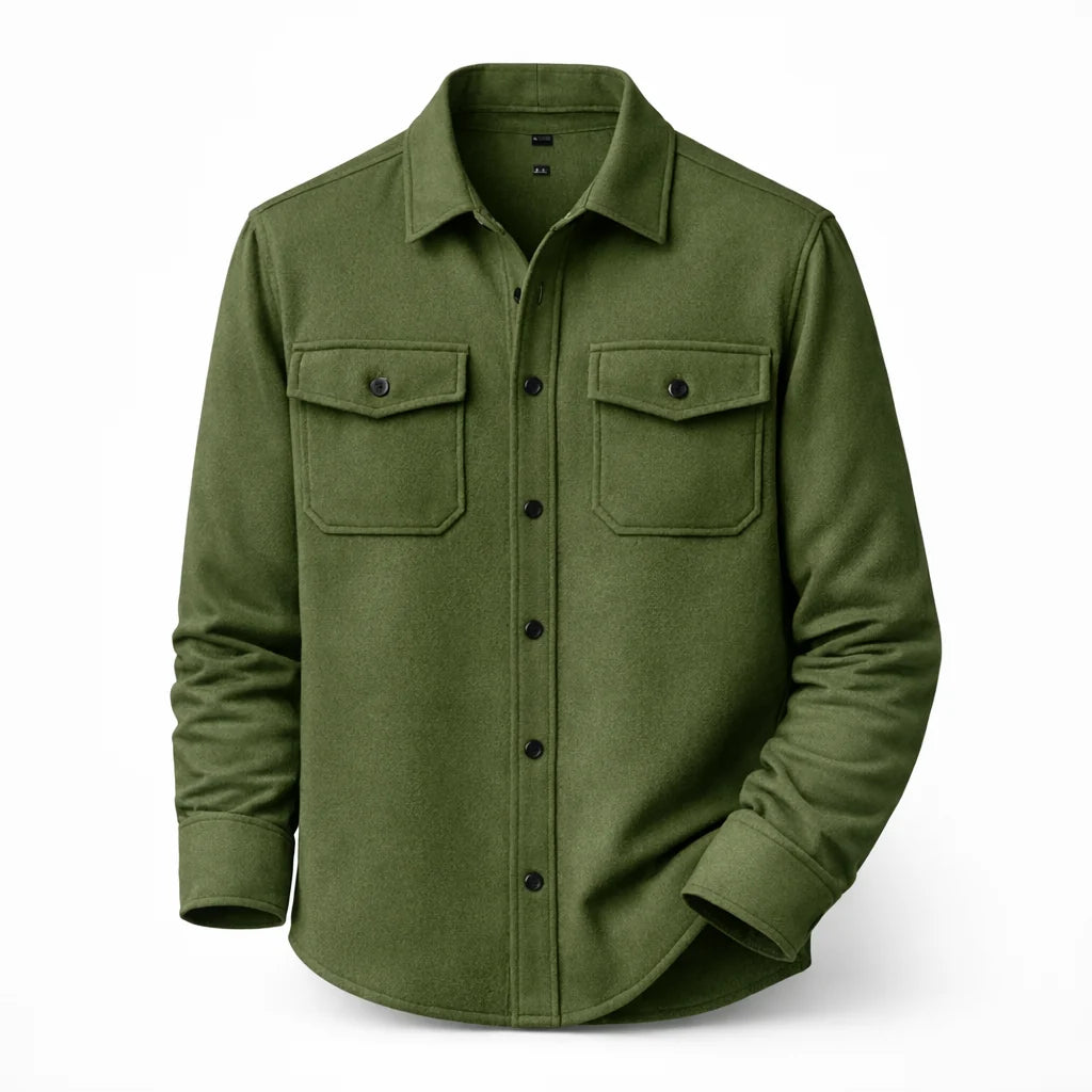 Spencer | Men’s Long Sleeve Collared Button Front Pockets Shirt