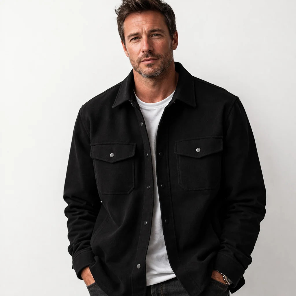 Spencer | Men’s Long Sleeve Collared Button Front Pockets Shirt