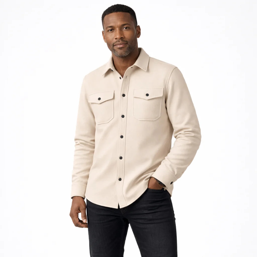Spencer | Men’s Long Sleeve Collared Button Front Pockets Shirt