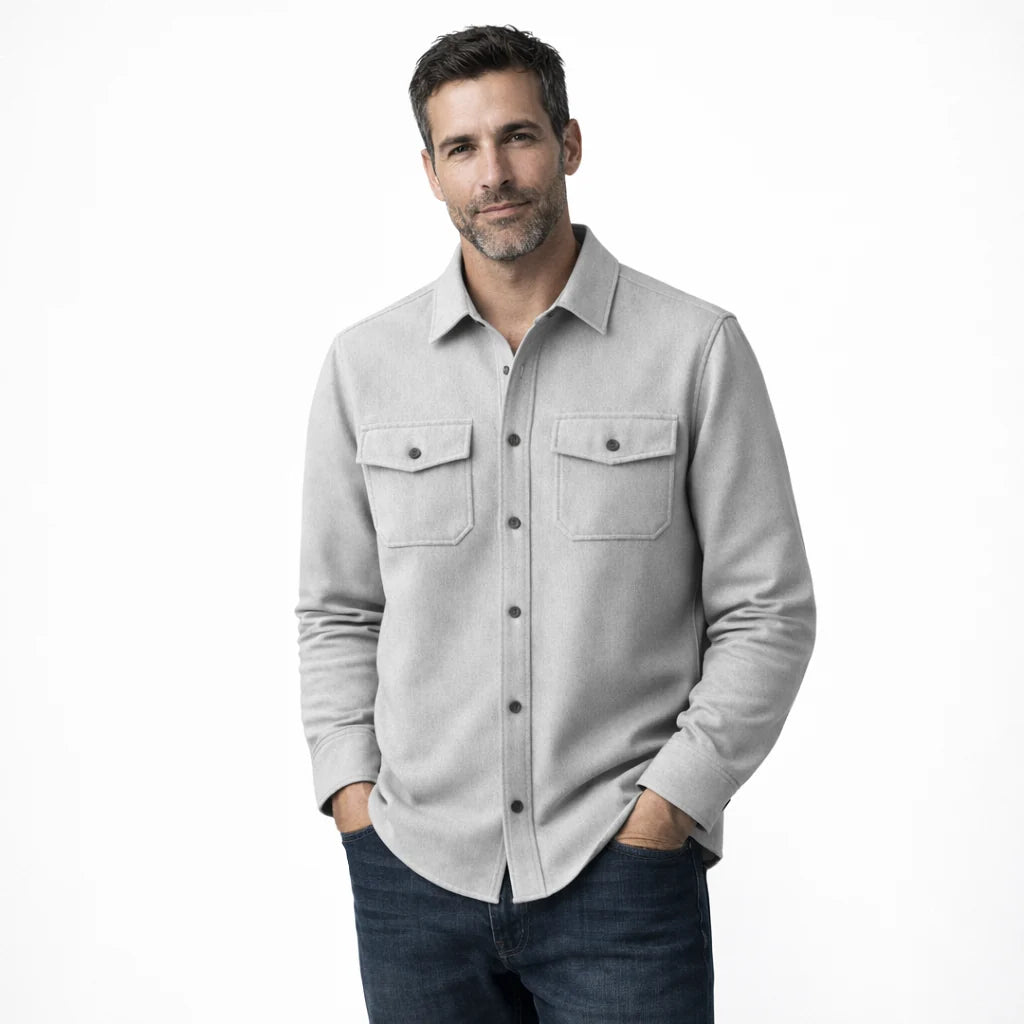 Spencer | Men’s Long Sleeve Collared Button Front Pockets Shirt