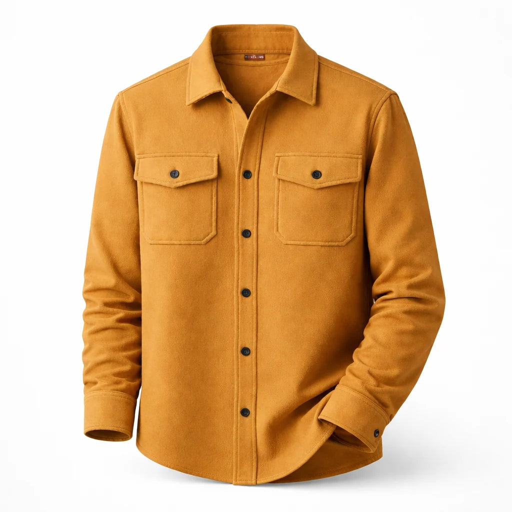 Spencer | Men’s Long Sleeve Collared Button Front Pockets Shirt