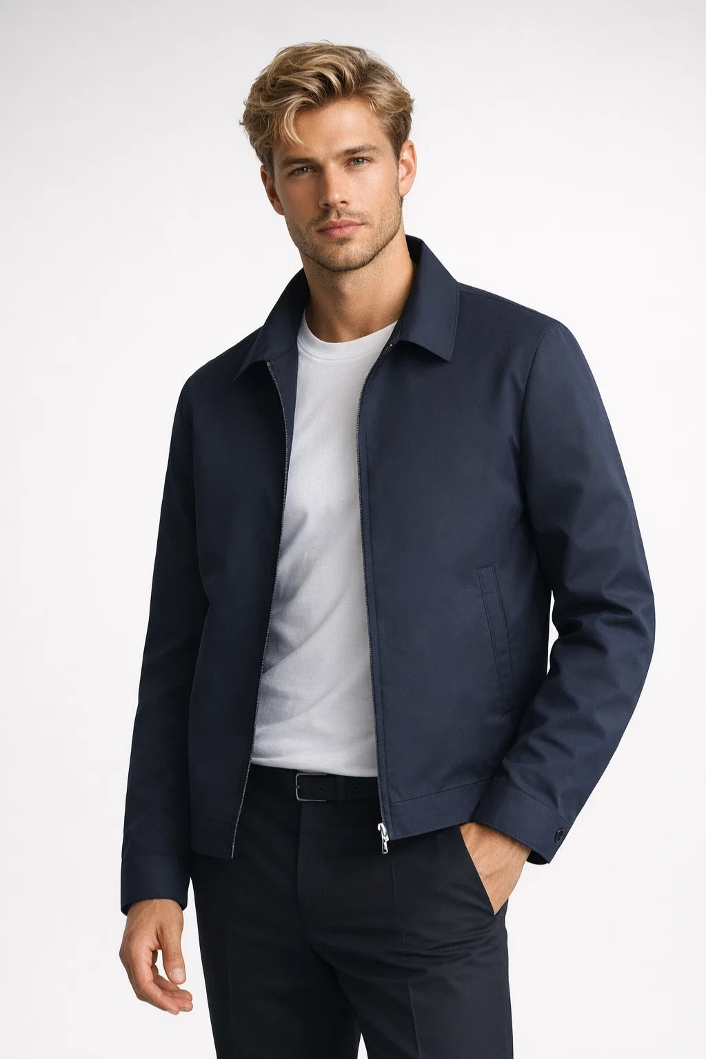 Stephen | Men’s Collared Zip Front Long Sleeve Pockets Jacket