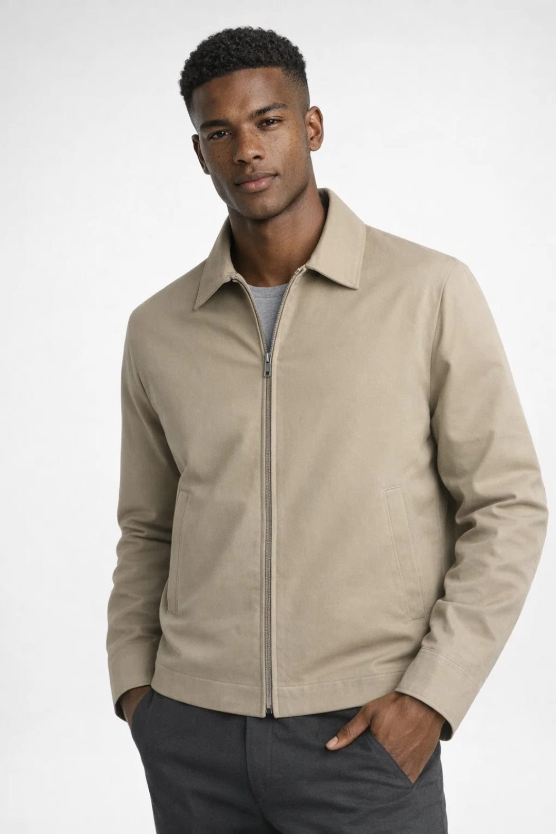 Stephen | Men’s Collared Zip Front Long Sleeve Pockets Jacket