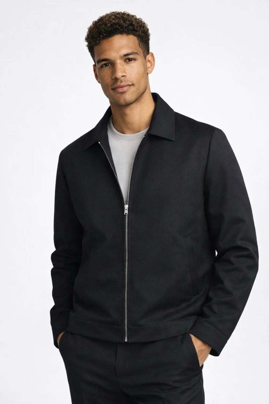 Stephen | Men’s Collared Zip Front Long Sleeve Pockets Jacket