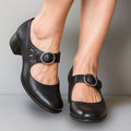 Susannah | Women’s Cut Out Block Heel Buckle Strap Shoes