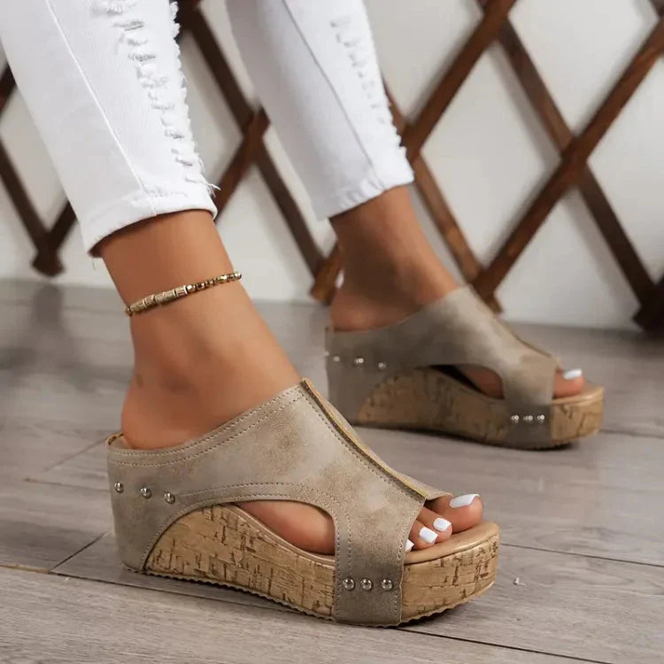 Susanne | Women’s Open Toe Slip On Platform Slides