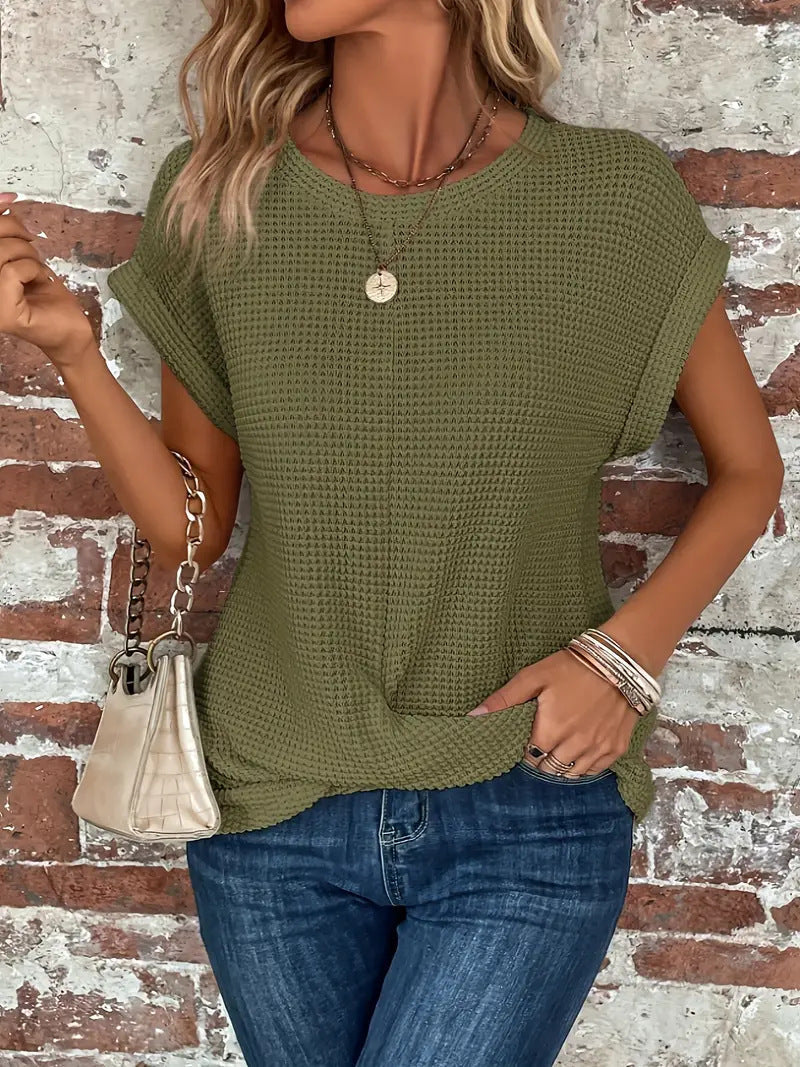 Sylvia | Women's Texture Short Sleeve Crew Neck T Shirt