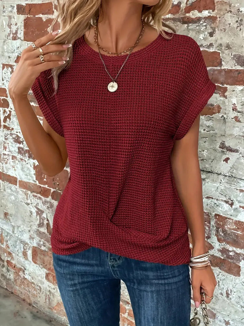 Sylvia | Women's Texture Short Sleeve Crew Neck T Shirt