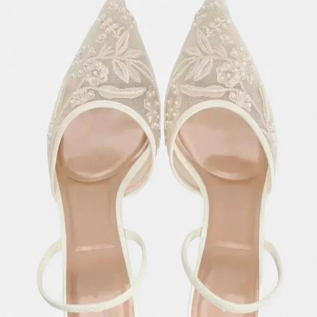 Tabitha | Women's Mesh Pointed Toe Slingback Strap Heels