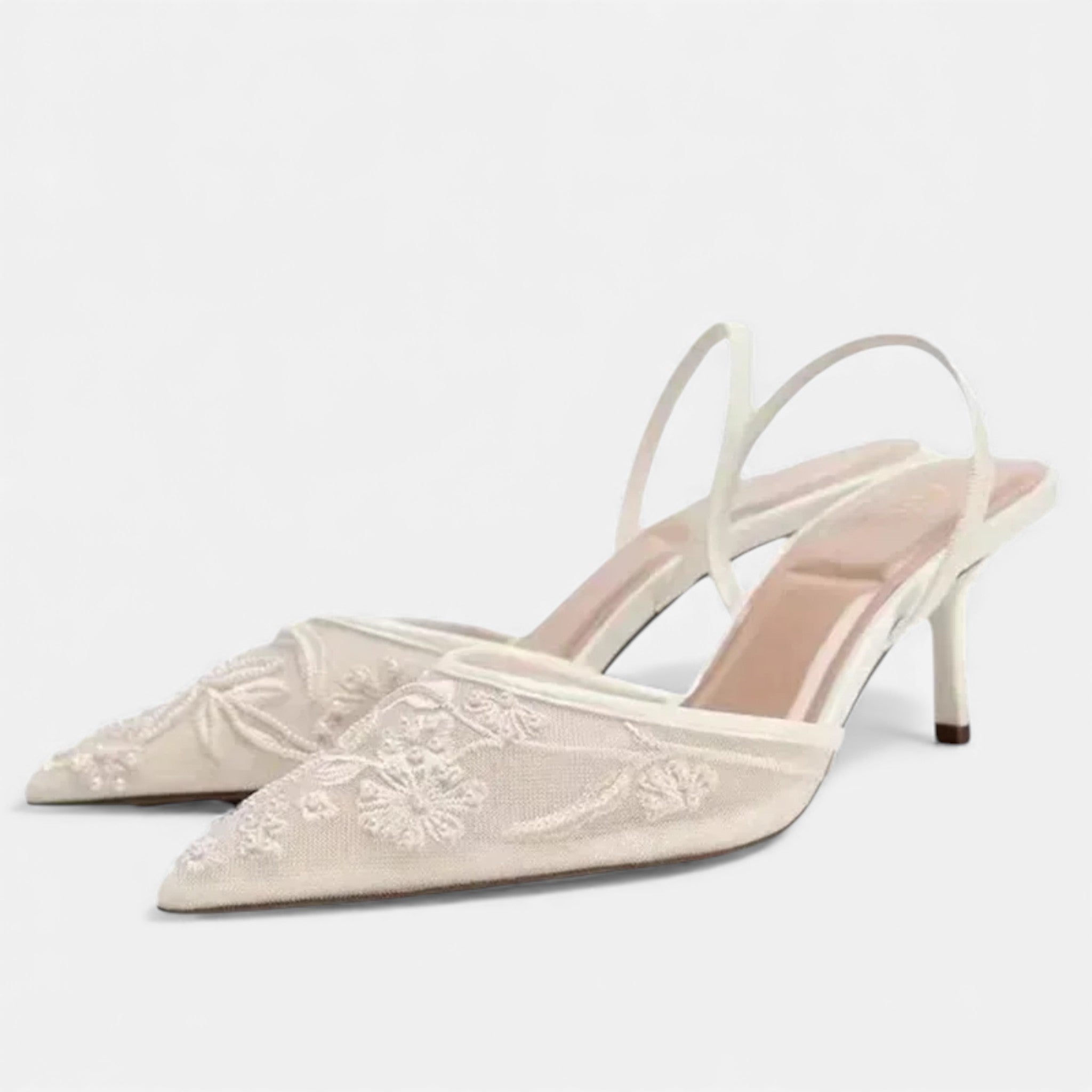 Tabitha | Women's Mesh Pointed Toe Slingback Strap Heels