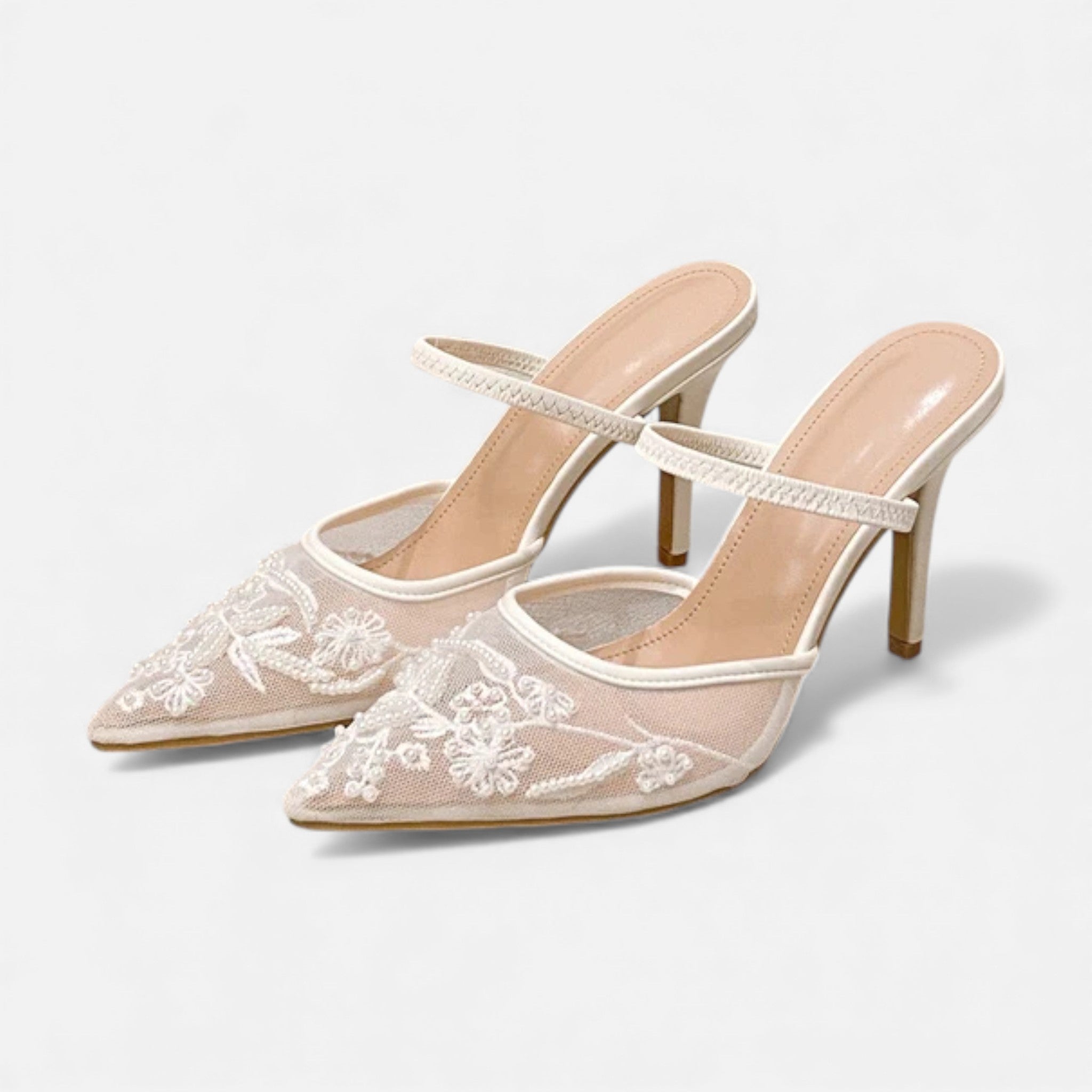 Tabitha | Women's Mesh Pointed Toe Slingback Strap Heels