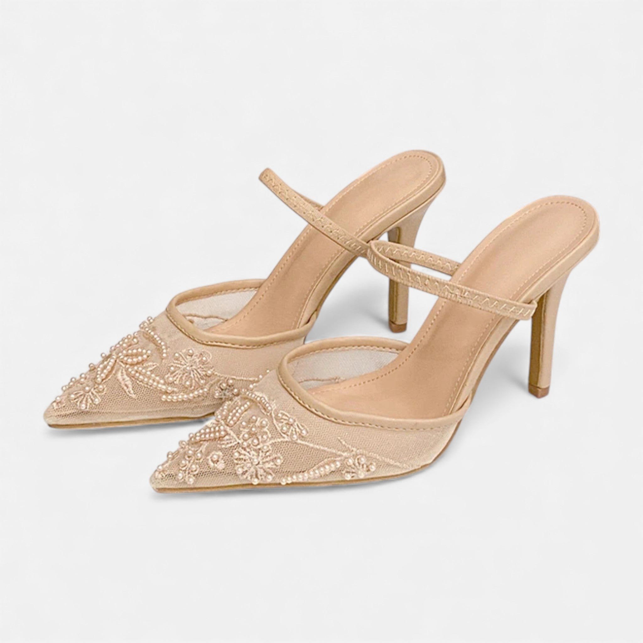 Tabitha | Women's Mesh Pointed Toe Slingback Strap Heels