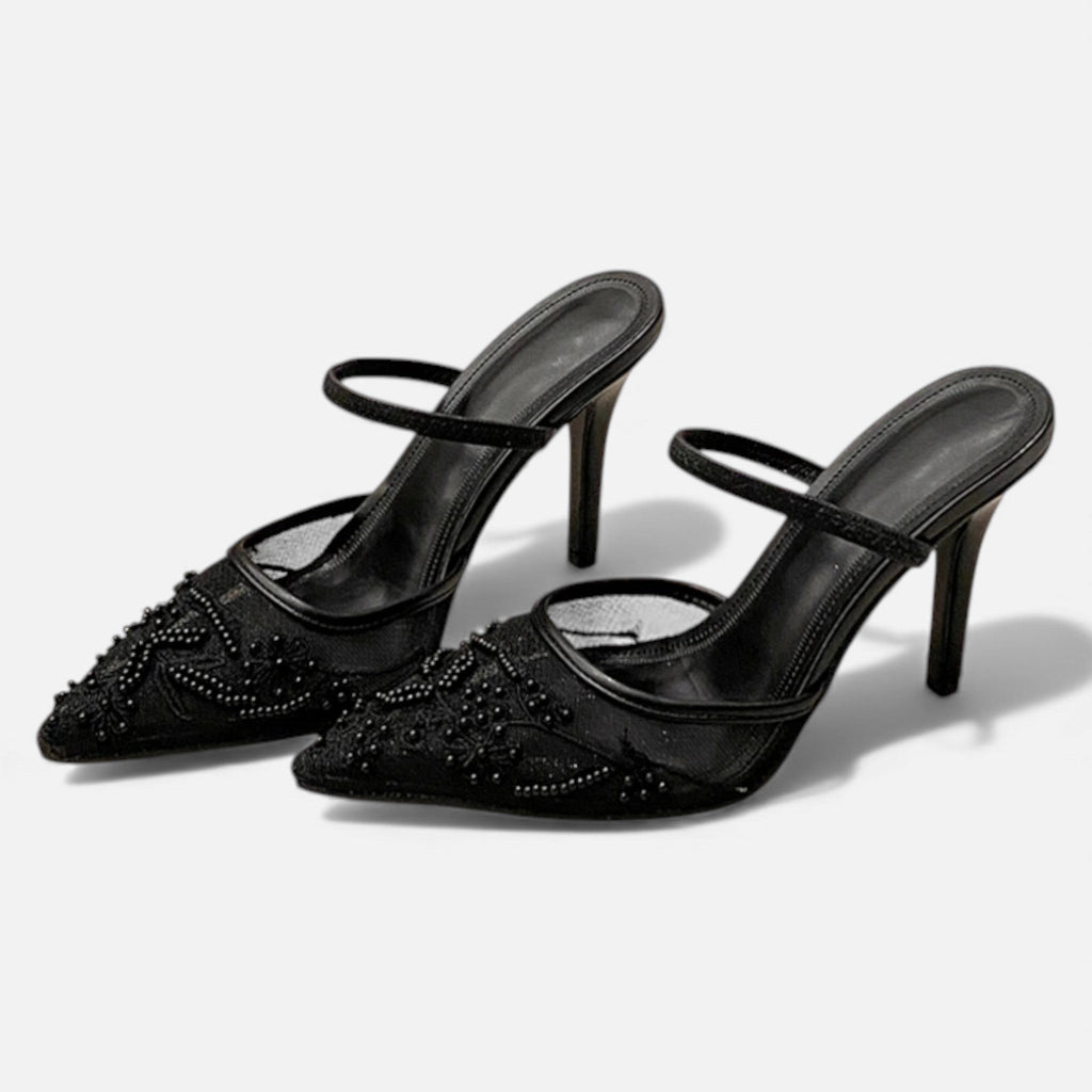 Tabitha | Women's Mesh Pointed Toe Slingback Strap Heels