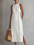 Talia | Women’s Halter Neck High Slit Summer Midi Dress