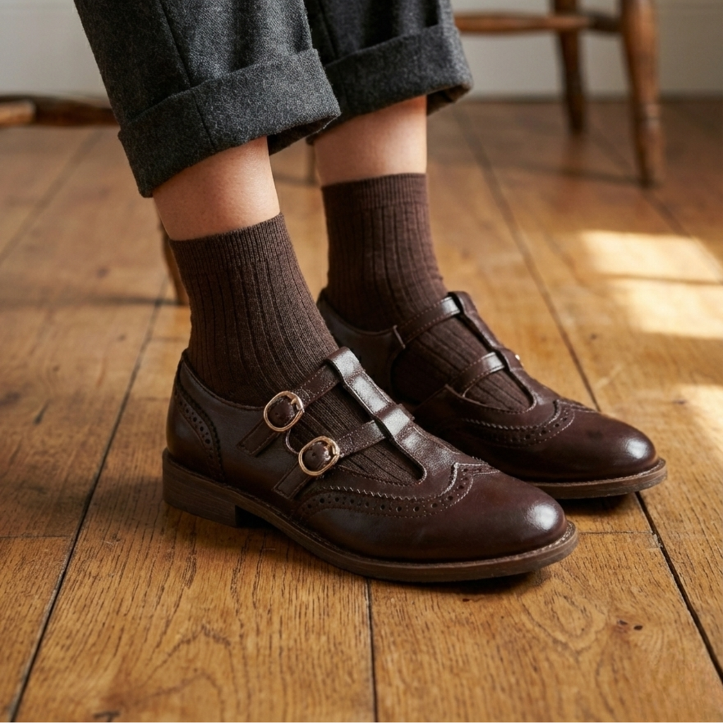 Tammy | Women's Double Buckle T-Strap Mary Jane Shoes