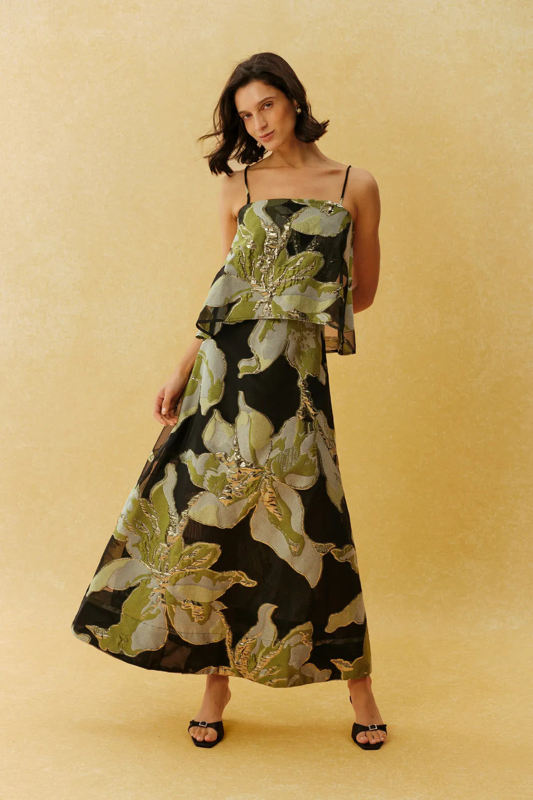 Tanya | Women’s Floral Print Strappy Sleeveless Flowy Maxi Dress