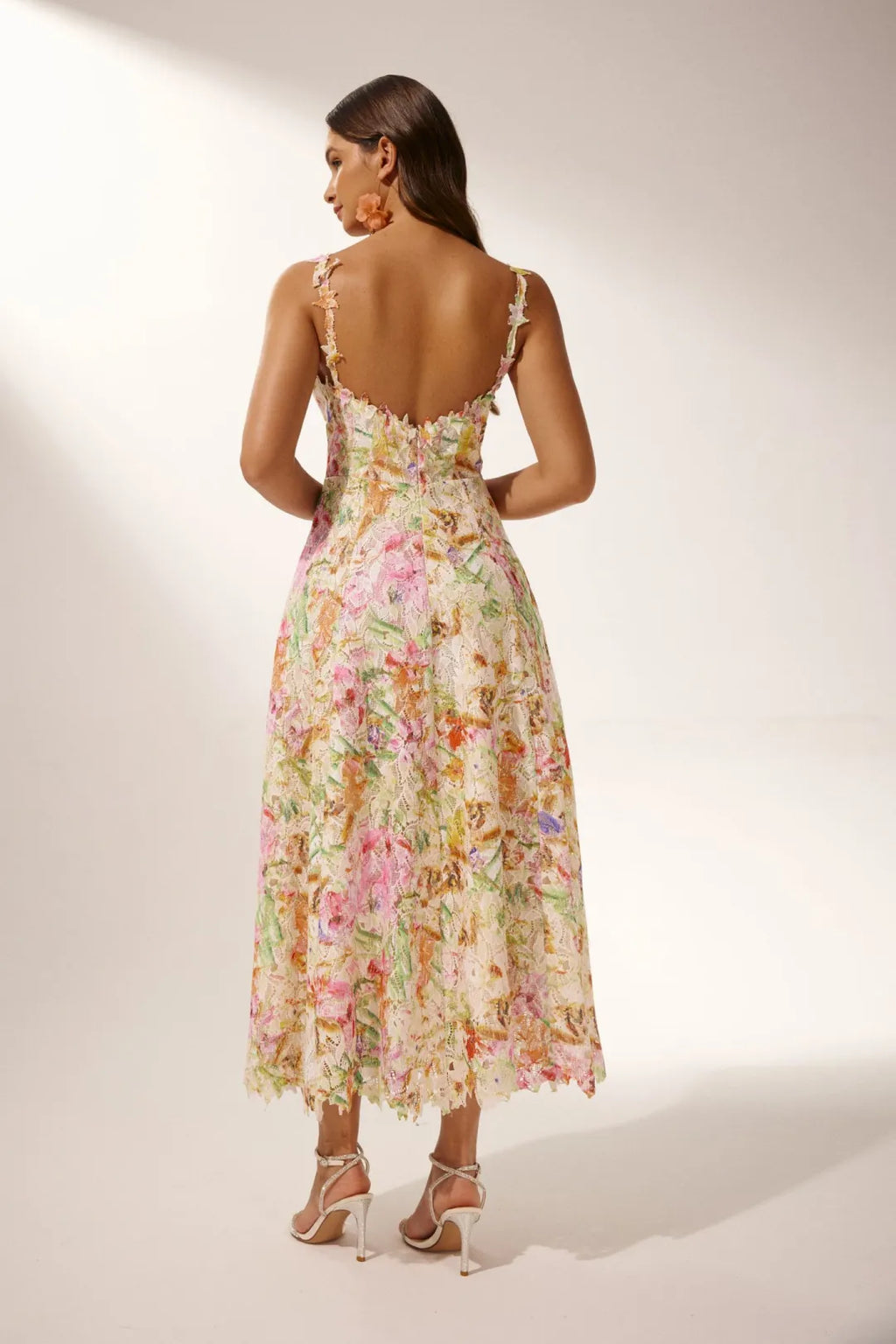 Tatum | Women’s Sweetheart Neck Floral Strappy Flowy Midi Dress