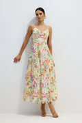 Tatum | Women’s Sweetheart Neck Floral Strappy Flowy Midi Dress