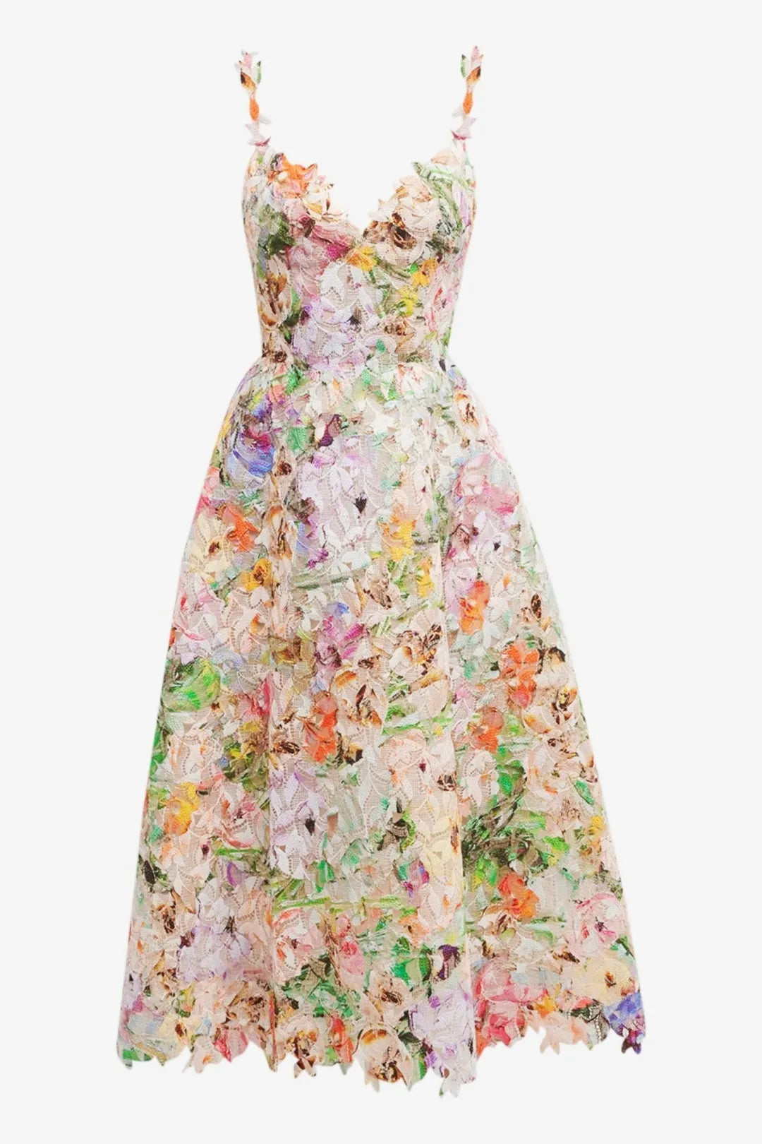 Tatum | Women’s Sweetheart Neck Floral Strappy Flowy Midi Dress
