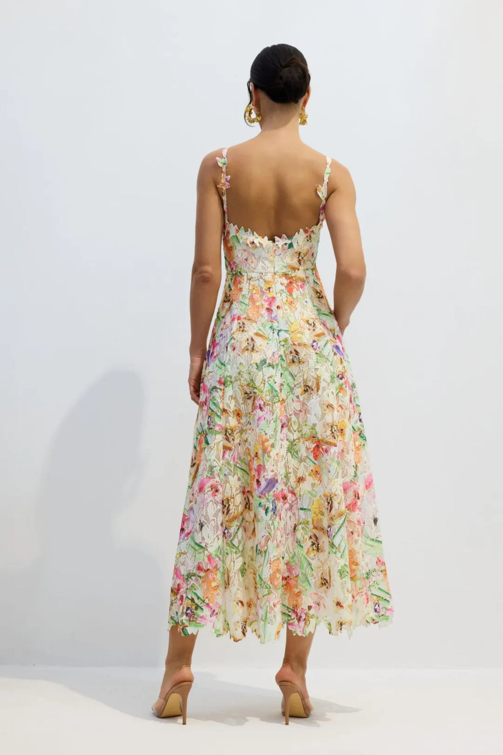 Tatum | Women’s Sweetheart Neck Floral Strappy Flowy Midi Dress