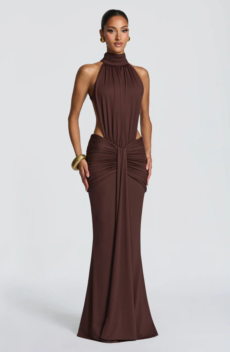 Teresa | Women’s Halter Neck Cut Out Sleeveless Maxi Dress