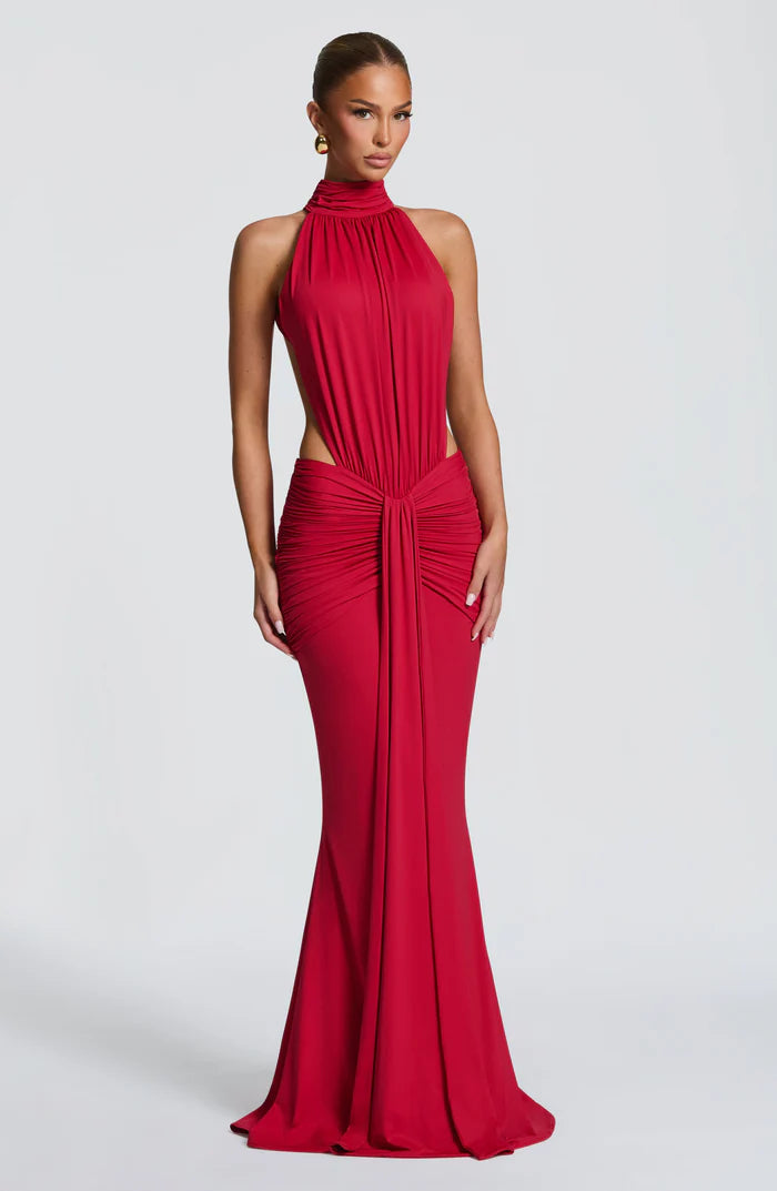 Teresa | Women’s Halter Neck Cut Out Sleeveless Maxi Dress