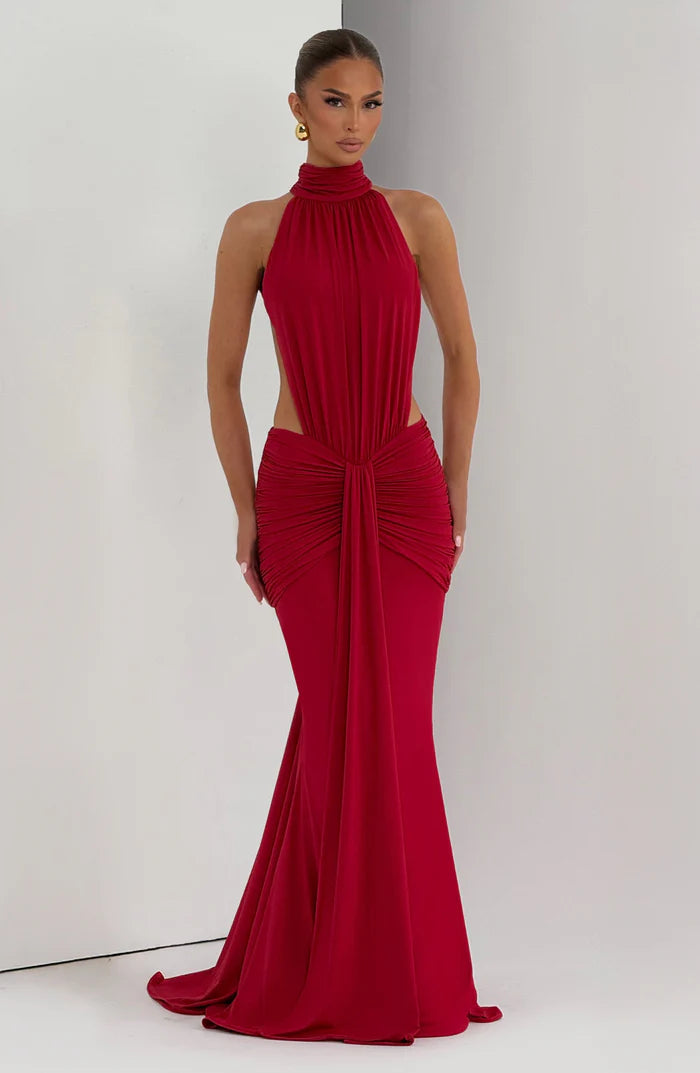 Teresa | Women’s Halter Neck Cut Out Sleeveless Maxi Dress