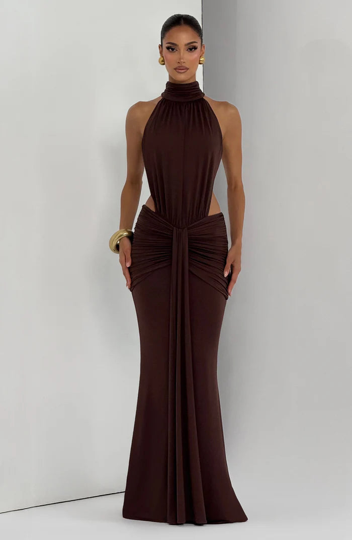 Teresa | Women’s Halter Neck Cut Out Sleeveless Maxi Dress