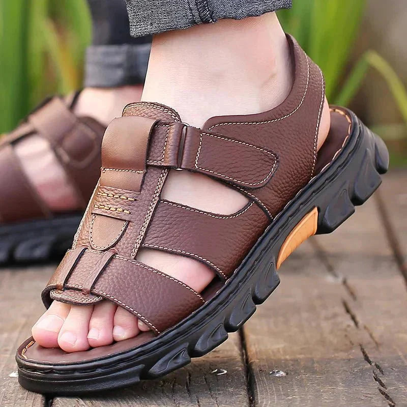 Thomas | Men's Round Toe Hook and Loop Strap Sandals