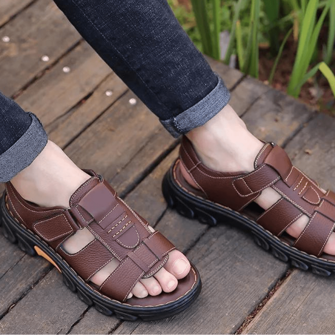Thomas | Men's Round Toe Hook and Loop Strap Sandals