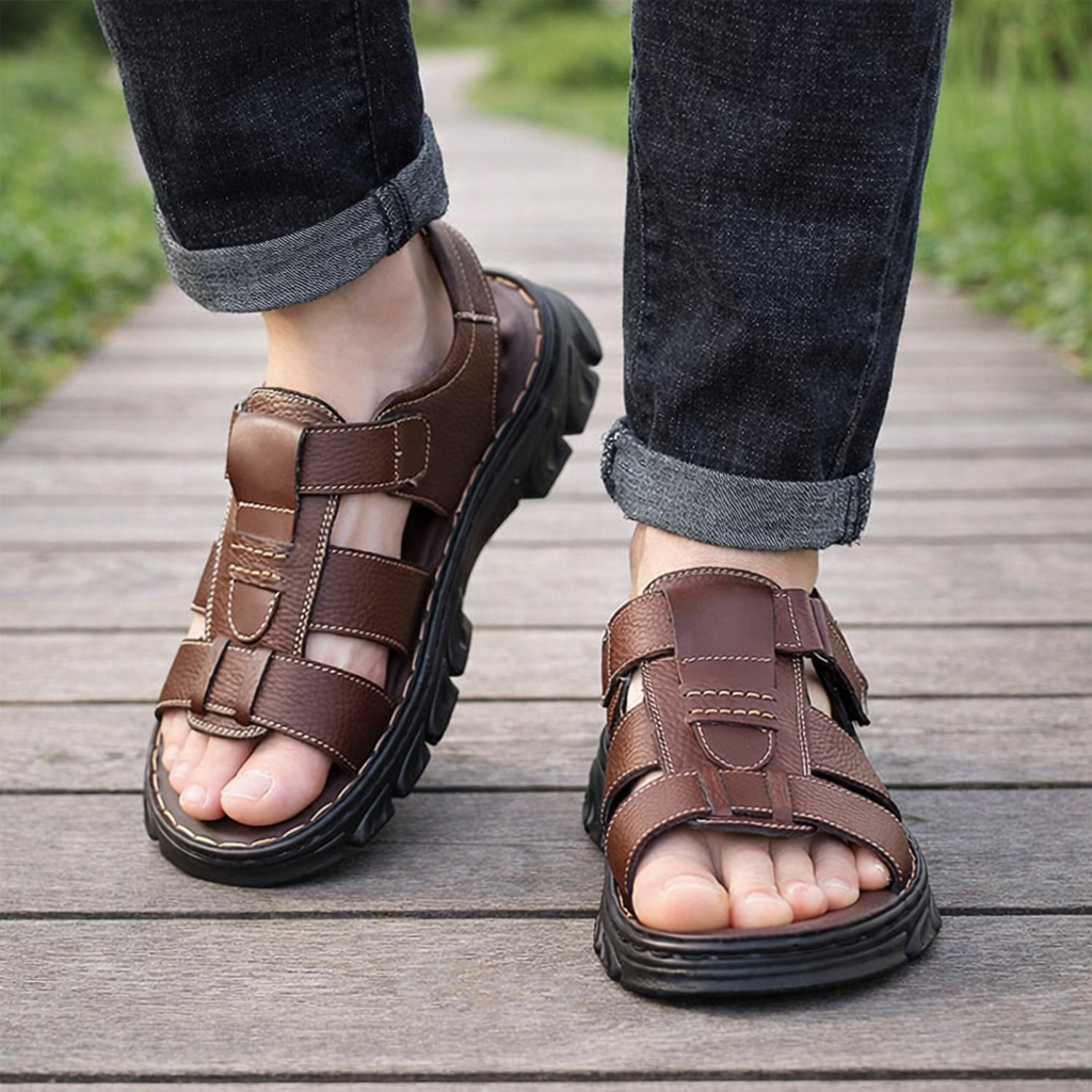 Thomas | Men's Round Toe Hook and Loop Strap Sandals