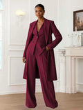 Tina | Women’s Peak Lapel Button Front Long Sleeve Three Piece Set