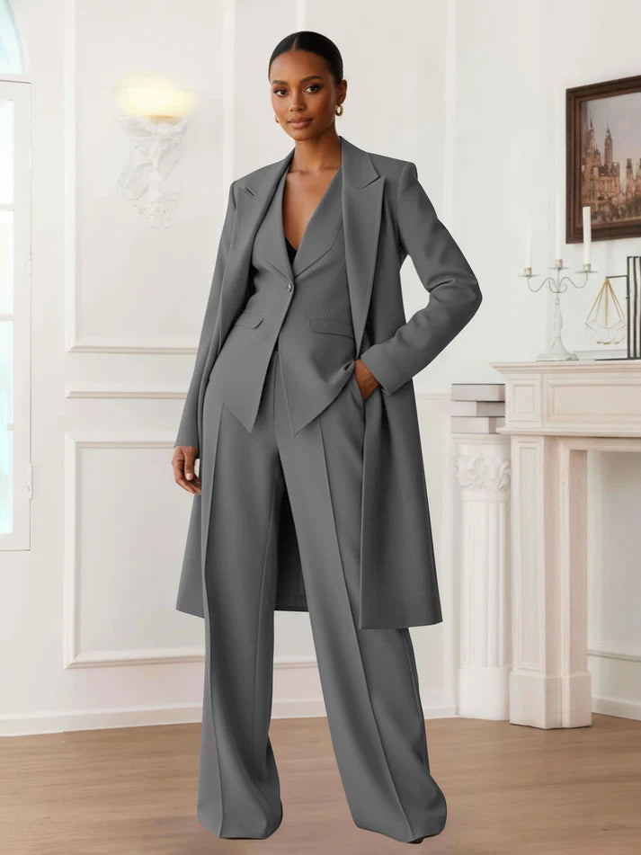 Tina | Women's Three Piece Pant Suit with Long Blazer