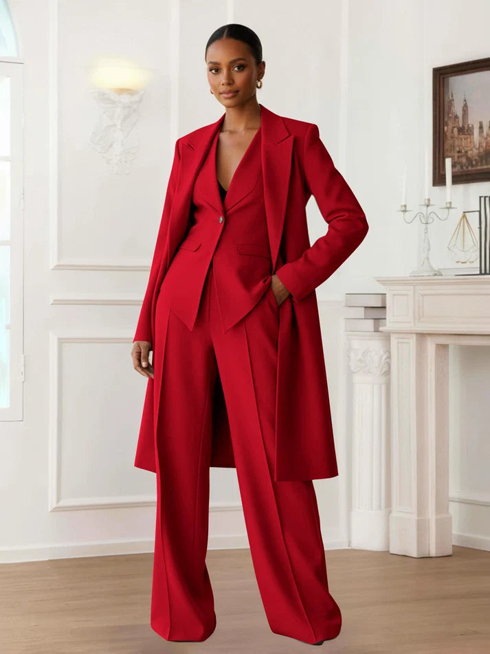 Tina | Women's Three Piece Pant Suit with Long Blazer