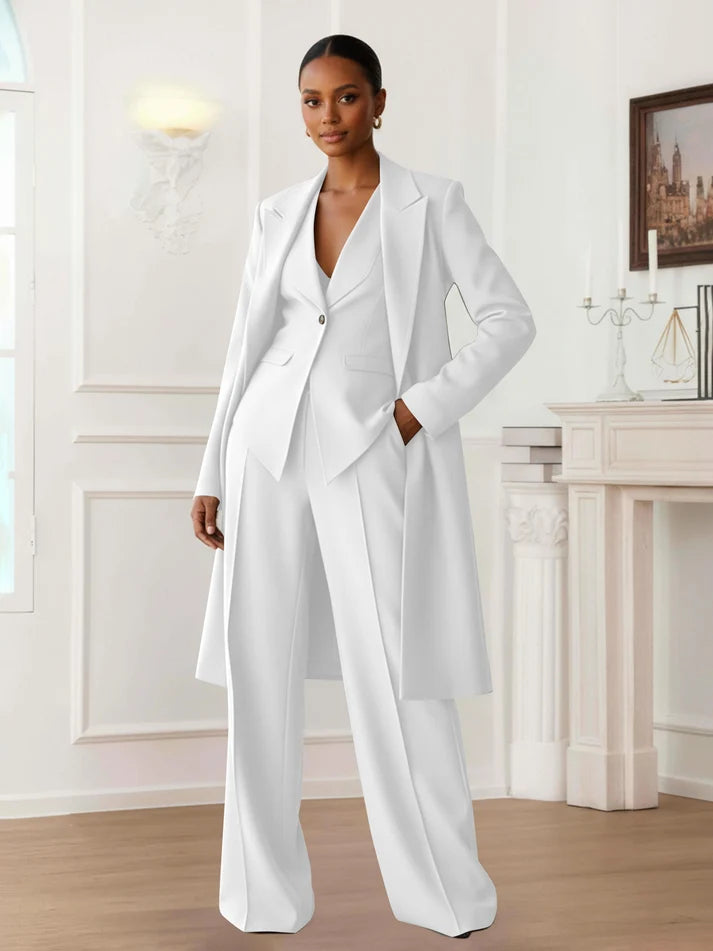 Tina | Women's Three Piece Pant Suit with Long Blazer
