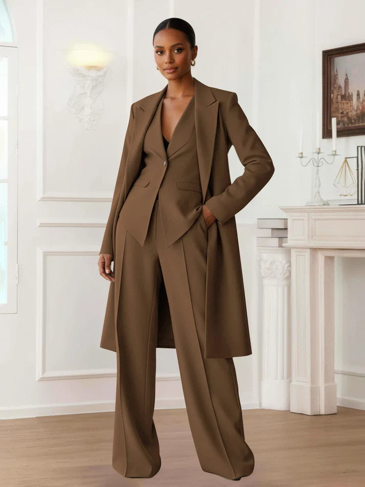 Tina | Women's Three Piece Pant Suit with Long Blazer