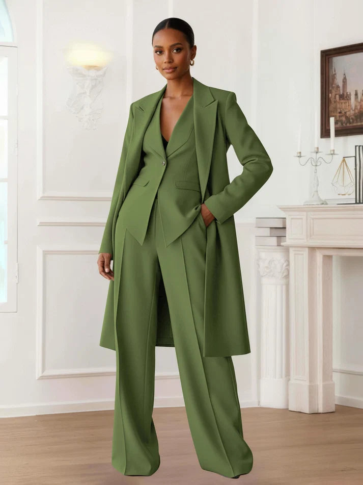 Tina | Women's Three Piece Pant Suit with Long Blazer