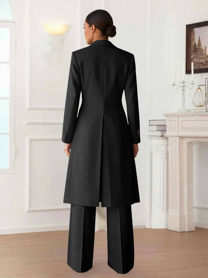 Tina | Women’s Peak Lapel Button Front Long Sleeve Three Piece Set