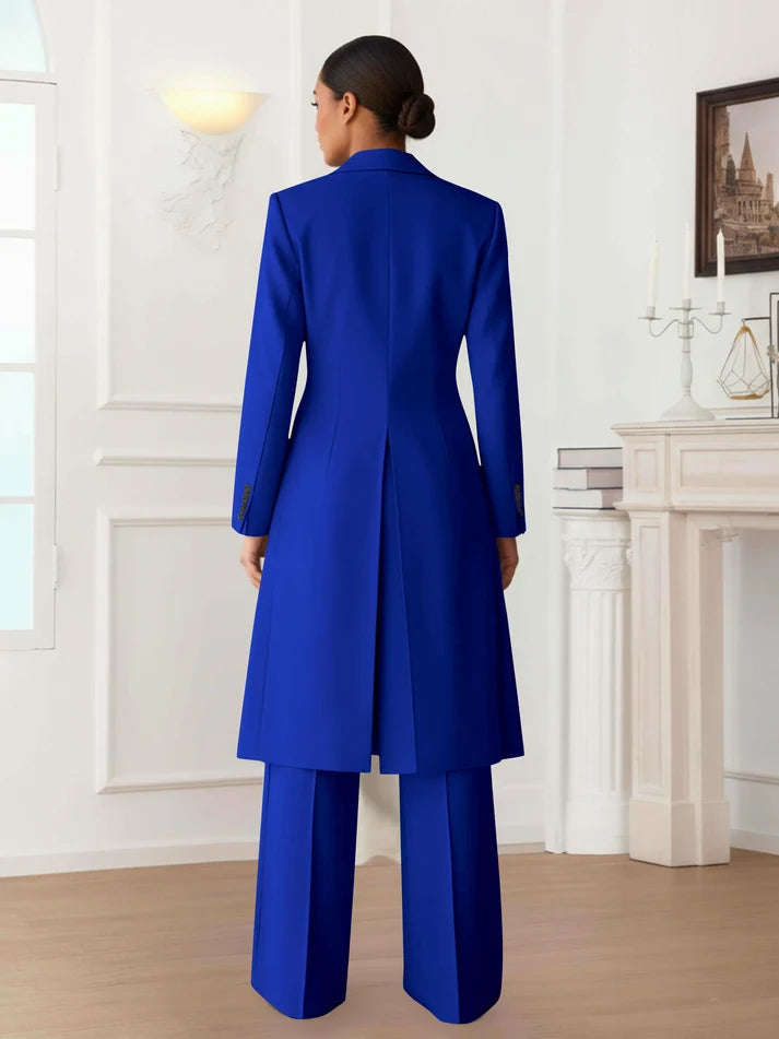 Tina | Women’s Peak Lapel Button Front Long Sleeve Three Piece Set
