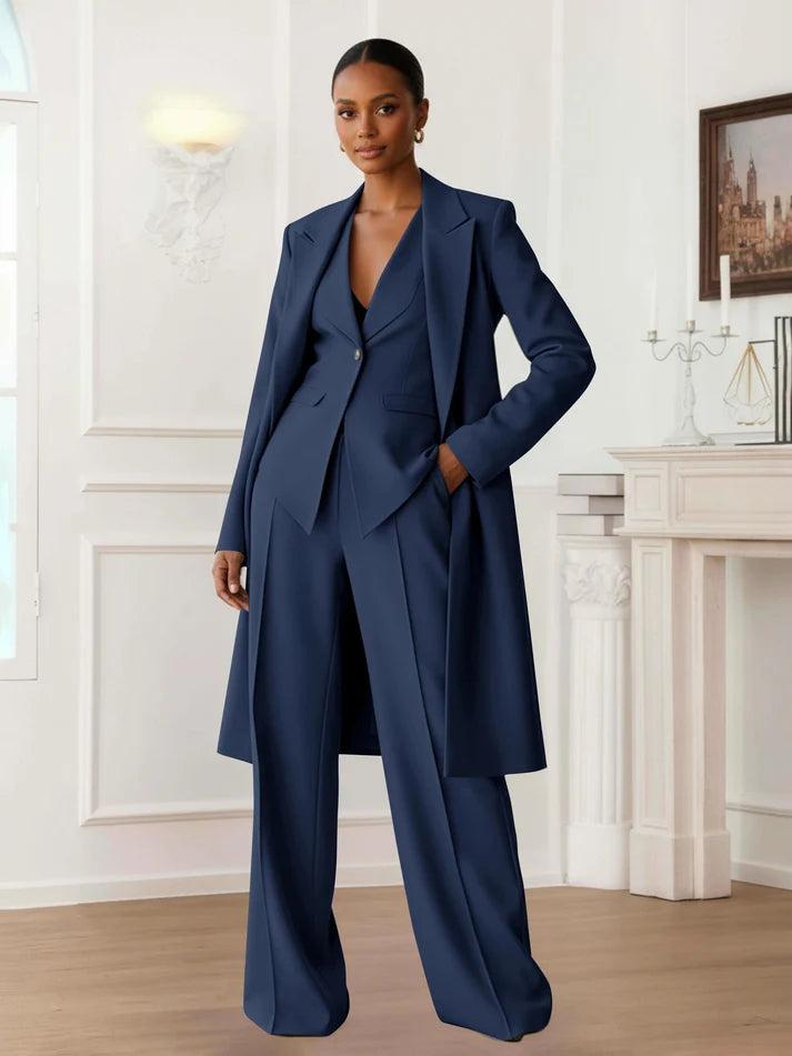 Tina | Women's Three Piece Pant Suit with Long Blazer