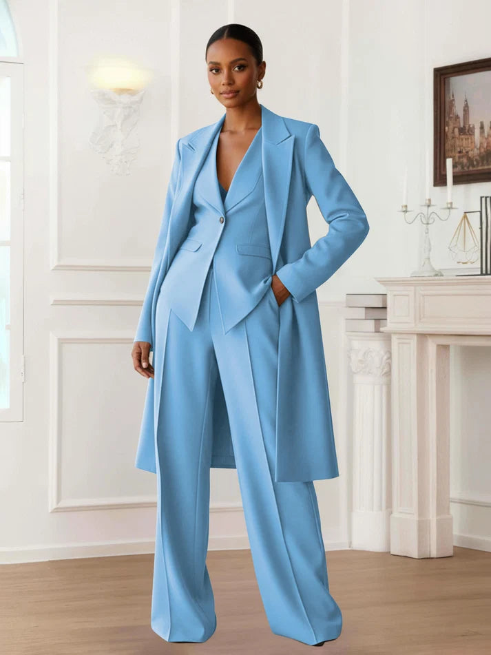 Tina | Women's Three Piece Pant Suit with Long Blazer